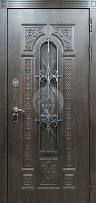 дверь стальная со стеклом, отделка массив дуба-ДВ-720